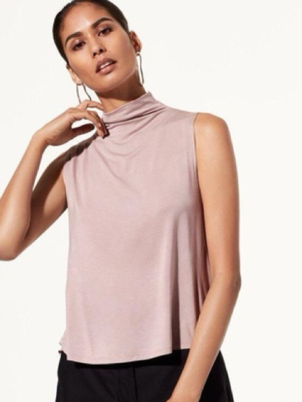 Babaton pale mauve sleeveless mock neck top